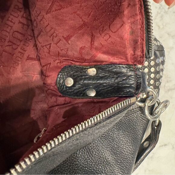 Vintage FURLA Black Studded Leather Hobo Shoulder Bag – Made in Italy - Picture 15 of 16